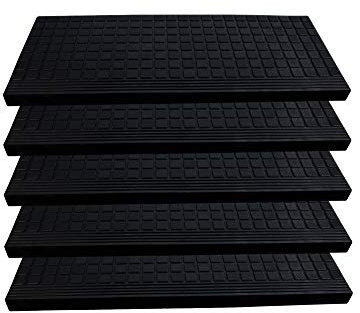 BigDean Stufenmatte aus Gummi 5 Stück - 65x26cm - mit Winkelkante, rutschfest, für Innen- und Außentreppen Treppenmatte