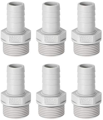 sourcing map Adaptateur raccord flexible PVC 6mm 15/64 Barbillon x1/8 G tuyau mâle 6Pcs 3/4G x 16mm