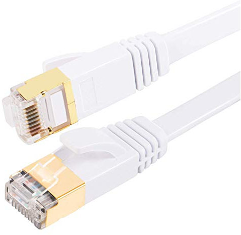 Elfcam CAT 7 Ethernet Kabel 1m, BUSOHE Hochgeschwindigkeits- Gigabit RJ45 LAN Netzwerkkabel, 10Gbps 600Mhz Internet Patchkabel für Switch Router Modem Patch Panel PC (weiß)