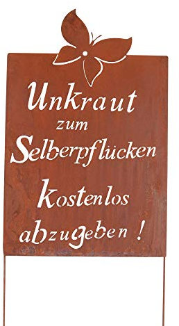 Gartenschild Rost Spruch Unkraut groß