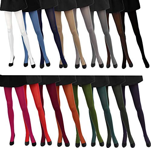 SILUK Neues Modell Hochwertige blickdichte undurchsichtige Microfaser Strumpfhose 100 DEN (Gelb, L)