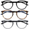 OPULIZE Met Lesebrille 3er Pack Schlank Runder Rahmen Federscharniere Kratzfest Schwarz Braun Transparent Grau Herren Damen RRR60-127 +2.50
