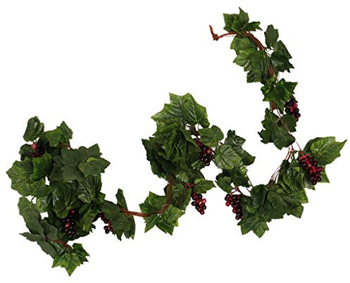 HomeDecTime Weingirlande 250 cm künstliche Weinrebe Traubenblätter Weinranke Traube Rebe Kunstpflanze Efeuranke Weinlaub Künstliche Pflanze Deko