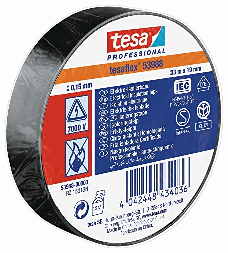 TESA 53988-00003-00 Isolierband, Serie 53988, 33 m x 19 mm, Schwarz