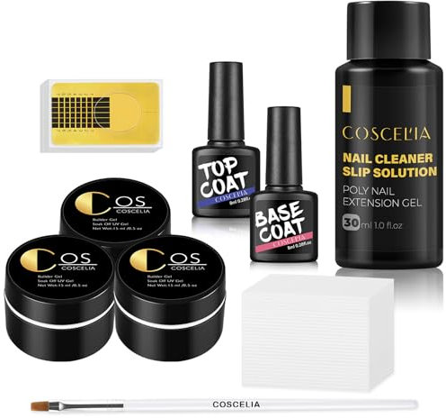 COSCELIA Kit Gel Construction Ongle uv Vernis Semi permanent et Résines pour Faux Ongles Couleur Ongles UV Nail Art Construction Gel Faux Ongles Accessoires Nécessaires