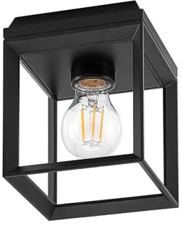 Arcchio Deckenlampe Cayla (Retro, Vintage Antik) in Schwarz aus Metall (1 flammig E27) - Deckenleuchte Lampe Flurleuchte
