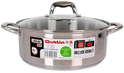 Caesar 139510 Cacerola Acero Induccion New, Multicolor, 28 cm, Plastic, Plata