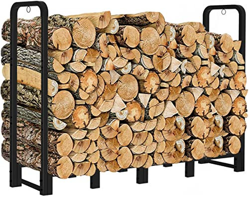 Artibear Support pour bois de chauffage - 1,8 m - Robuste - Pour cheminée extérieure et intérieure - Noir mat