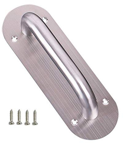 Schiebe Türgriff Scheunentor-Griff Schiebe Türgriff mit Platte Heavy Duty Edelstahl Pull Push Türgriffe mit Rückplatte Torgriff Wc Türgriffplatte Holzschrank Schrank Griff Hardware 200*65mm (Oval)