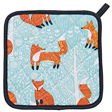 Ulster Weavers - Fox Pot Mat/Pot Holder (21 x 21cm) - 100% Cotton - Cotton Trivet with Foxes - Blue Pot Mat with Foxes - For Hot Pan Mat - Trivets for Hot Pans - Fox Kitchen Accessories - Fox Gifts
