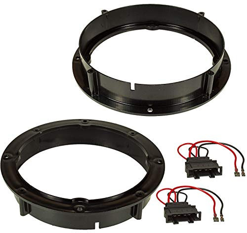 sound-way Adaptadores Espaciadores Altavoces 165 mm Radio de Coche con Cables Conectores Compatible con Volkswagen Seat Skoda