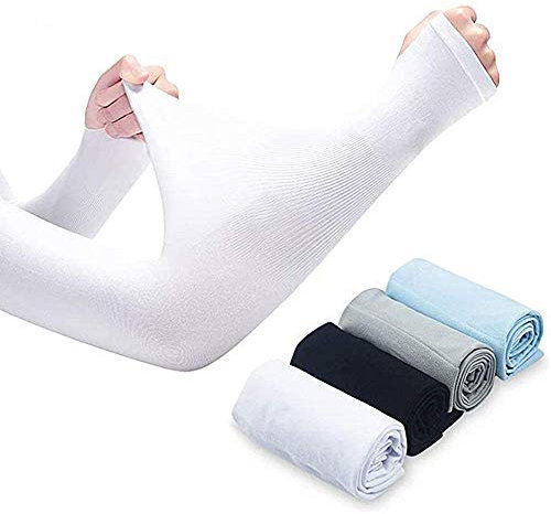 Meet-shop Mangas de Brazo Deportes Unisexo,Mangas de Protección Solar 4 pares Mangas de Seda de Hielo Cubre Brazos Protección Sol UV para Ciclismo, Deportes al Aire Libre