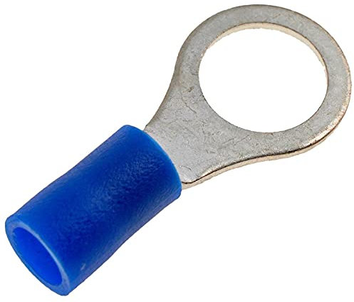 (Pack of 100) Blue Insulated Copper Crimp Ring Hoop Terminal Connector 1.5mm² to 2.5mm² Wire (10.5mm)