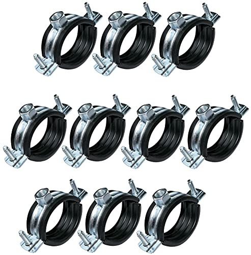 AERZETIX - C49879 - Satz von 10 - Schellen isophonisch - Befestigungshalter mit Dichtung - für Schlauch Ø 1 1/4'' 38-43mm - DIN EN 10111 - aus verzinkter Stahl - zum Anschrauben М8