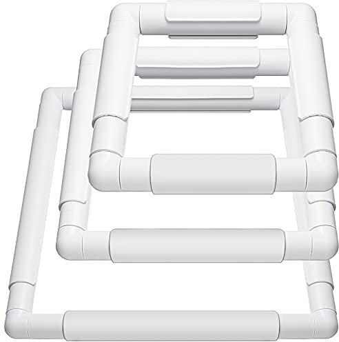 Janinka Stickrahmen, 3 Stück, Kreuzstichrahmen und Rahmen, weiß, rechteckig, Stickrahmen, DIY-Nähwerkzeug für Quilten, Seidenmalerei, 15,2 x 15,2 cm, 20,3 x 20,3 cm, 27,9 x 27,9 cm (weiß)