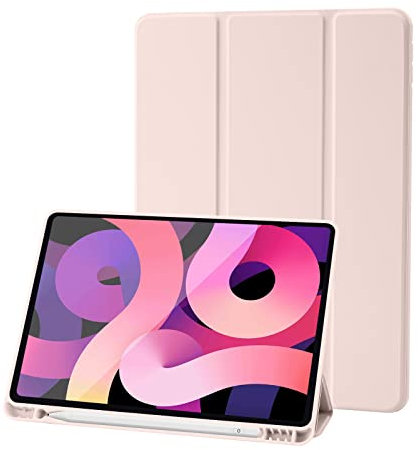 Custodia Compatibile con Cover iPad 9 8 7 Generazione (10.2 Pollici, 2021/2020/2019 Modello), Leggero Custodia Protettivo Supporto Pieghevole con Pencil Holder, Auto Svegliati/Sonno (Rosa)