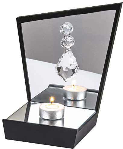 Teelichthalter mit Kristallverzierung, verspiegelt, 20 cm