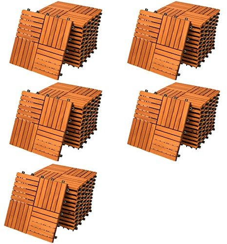 Casaria 55x Baldosas de Madera de Acacia Quattro Mosaico 30x30cm 5m² Certificado FSC® Losetas Terraza Balcón