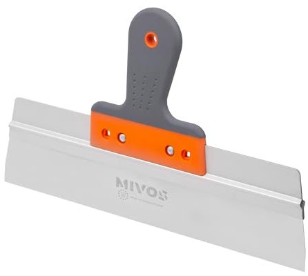 Mivos Espátula Profesional de Acero Inoxidable 350 mm para Alisar - Espátula de Fachada con Agarre Suave - Espátula para Yeso - Cuchillo de Cinta - Espátula para Plandur