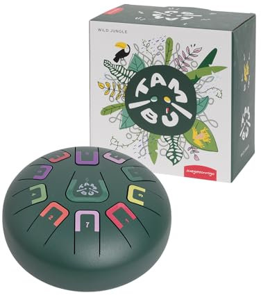 TAMBÚ Trommel, Stahlzunge Trommel, 8 Zoll, 11 Noten, Handpan, Metall-Perkussionsinstrument (Grün Dschungel Matt)
