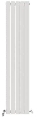 1800mmx380mm Vertical Single Flat Panel Radiator Matt White with Angled Valve