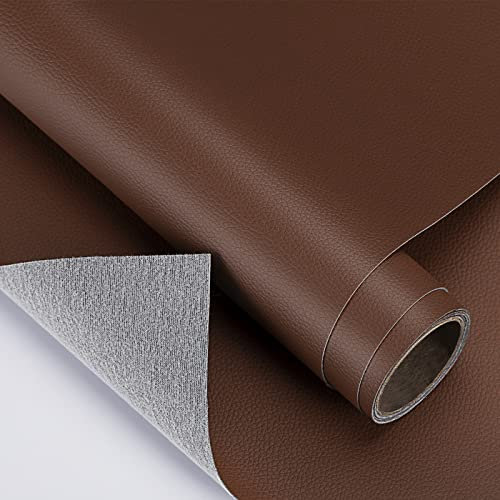 DTC GmbH Kunstleder Selbstklebend 60 x 400cm Leder Reparatur Kit für Reparatur und Renovierung Möbel/Sofa/Autositze/Taschen (Braun)