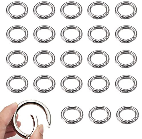24 Stück Karabiner Rund 33mm Karabinerhaken Silber Schlüsselringe Klein, DIY Rund Karabinerhaken für Bastelarbeiten und Taschenzubehör