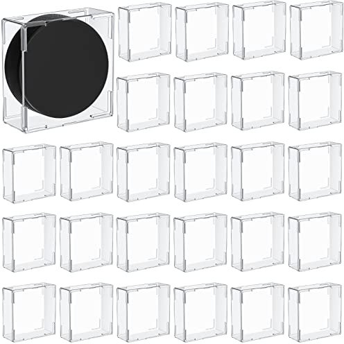 Marsui Hockey-Puck-Vitrinen, quadratisch, Acryl, Schnapp-Design, Kunststoffhalter zum Ausstellen, transparent, 8,9 x 8,9 x 3,3 cm, 30 Stück