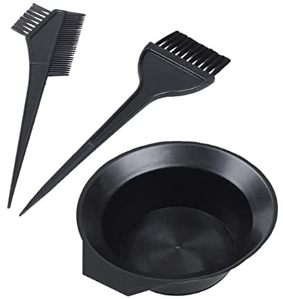Kit de Teinture pour Cheveux SouiWuzi, Dyeing Kit avec Brosse, Bol et Accessoires, Noir, 3 Pièces, Salon et Spa