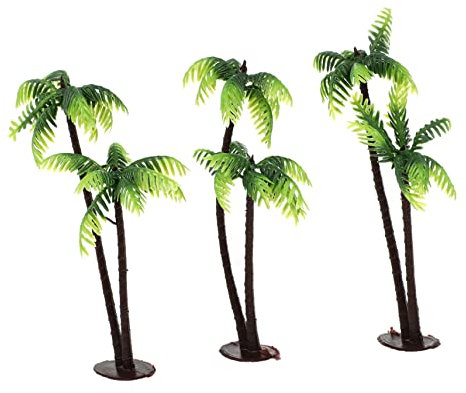 Parliky Palm Cake Decoration Beach 3 Pieces Pots Diorama Decorations Houses Figures DIY Faux Layout Cute Bowl for Gravel Landscaping Fish Summer Landscape Sun Lounger Craft Palm Tree Decoration