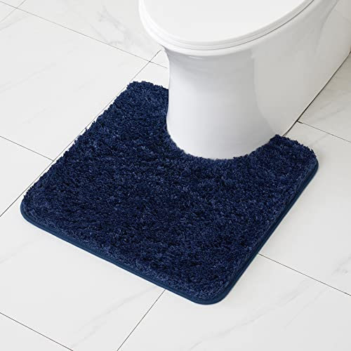 MIULEE Badematte Weiche Badteppich U Förmige Deko Matte rutschfest Fußmatte Flauschig Teppich Waschbar Badteppich Badvorleger Badezimmerteppich für Toilett WC Badezimmer 50x50 cm Dunkelblau