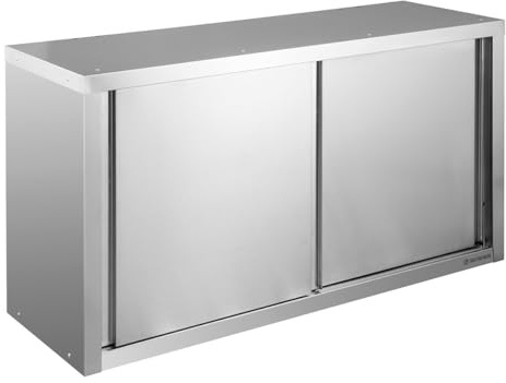 GastroHero Armadietto a Parete 140x40x65 cm | Armadietti da Cucina in Acciaio Inox | Armadietto da Cucina con Porte Scorrevoli | Armadietto in Acciaio Inox per Ristorazione
