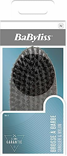 BaByliss Bartbürste aus Wildschweinborsten und Nylon – kompakte und ergonomische Bürste – ideal für die Bartpflege – 5 Jahre Garantie – 1 Stück, schwarz