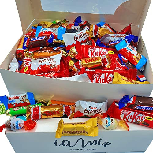 Assortimento di Mini Cioccolate | Scatola Gourmet Cioccolatini I Versioni Miniature di Kit Kat, Toblerone, Kinder Bueno, Twix, Snickers, Kinder Cioccolato, Schoko-bons. [IAMI]