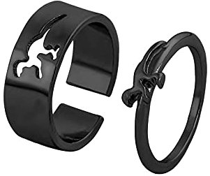Passende hohle Dinosaurier Paar offene Ringe Set, 2 Stück Tier Dinosaurier Knöchel stapelbare Fingerringe Band Sets für Ihn Ihre Hochzeit Schmuck
