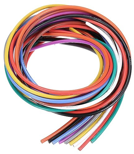 sourcing map 12 Gauge Silicone Wire 12AWG Electrical Wire Stranded Wire Flexible Tinned Copper Wire High Temp Hookup Wire 10 Color 1.5m/4.92ft for Car Model Electric Appliances 10pcs