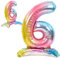 Luftballon 6. Geburtstag Zahl 6 Mehrfarbig Pastell Stehende XXL Riesen Folienballon 82cm Geburtstagsdeko Ballon Zahl Deko zum Geburtstag.