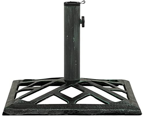 Camerina Socle de Parasol Vert 44x44x31 cm Fonte,Pied De Parasol,Pied De Parasol Lourd,Pied De Parasol sur roulettes
