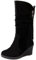 Joliss Donna Zeppa Stivali a Metà Polpaccio Punta Rotonda Stivali Slip-On Warm Inverno Lining Stivali Morbidi Nero-Hm Numero 38 EU/39Cn