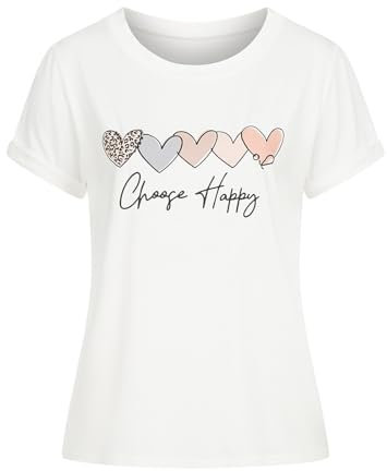 Cloud 5ive Damen T-Shirt Viskose Top mit diversen Prints