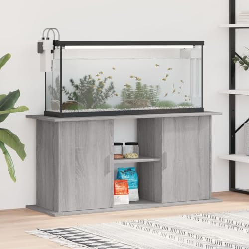 Homgoday Aquariumständer Aquarium Tisch Aquarium Unterschrank Aquarienunterschrank Aquarien Schrank Terrarium Schrank Grau Sonoma 121x41x58 cm Holzwerkstoff