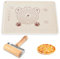 Silikonmatte Groß, Backmatte Silikon 70 x 50 cm Antihafte Küche Teigmatte mit Teigroller BPA Frei XXL Backunterlage für Pizza Nudelteig Cookie Fondant Gebäc