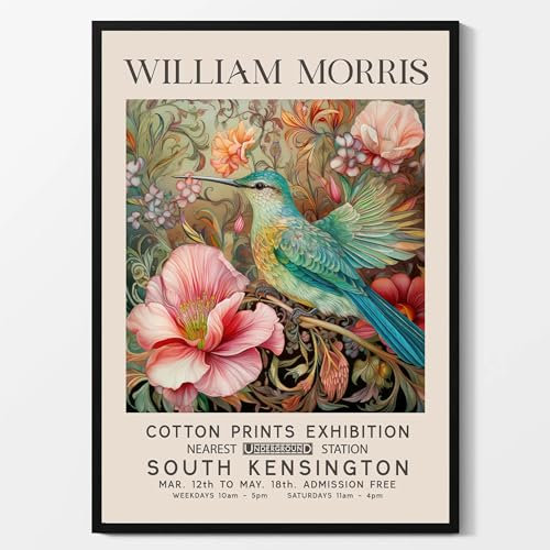 IPUDIS William Morris Poster Blumenkolibri Leinwand Gemälde William Morris Wandkunst William Morris Drucke für Wohnkultur Bilder 50X70cm Kein Rahmen
