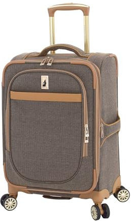 London Fog Kensington Transporttasche mit Fischgrätenmuster, 50,8 cm, erweiterbar, 50,8 cm, Marineblau, Marineblau, 20 Inch, London Fog Kensington Spinner, Fischgrätenmuster, 50,8 cm, erweiterbar,