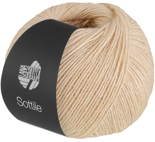 LANA GROSSA Sottile | Zarte Netzgarnstruktur aus Baumwolle, gefüllt mit feinen Merinofasern | Handstrickgarn aus 85% Baumwolle & 15% Schurwolle (Merino) | 50g Stricken & Häkeln | 250m Garn FB17