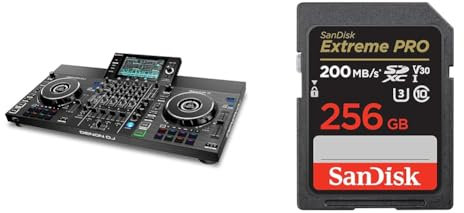 Denon DJ SC LIVE 4 - Standalone DJ Controller, 4-Channel Mixer, Amazon Music Unlimited Streaming & SanDisk 256GB Extreme PRO SDXC card + RescuePRO Deluxe, up to 200MB/s, UHS-I, Class 10, U3, V30