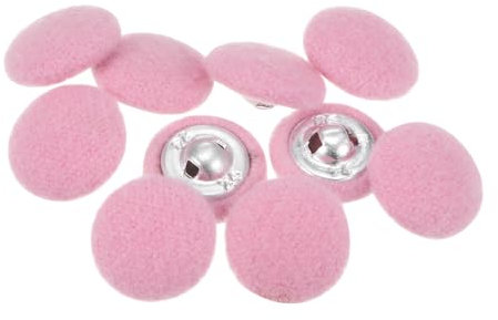 QUARKZMAN 10 Stück Stoffbezogene Knöpfe 15mm Runde Plüsch Bezogene Metall Knopf Stoff bedeckt mit Metallschaft Nähknöpfe Bastelknöpfe zum Nähen Basteln für Anzüge Strickjacke, Hellrosa