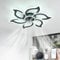 LJX Led Ceiling Fan Light Compatible with Alexa and Google Assistant 88cm Flower Ceiling Fans with Lights and Remote Control 2.4GHZ WiFi Mute Timer Dimmable for Bedroom Living Room,Black