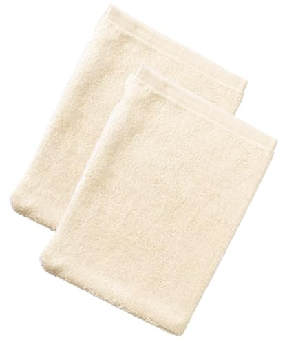 Living Crafts - Orlando | Waschhandschuh, 2er-Pack Handtücher 100% Baumwolle, 30 x 50 cm – saugfähig, schnell trocknend, kompakte, leichte Qualität – für Haushalt, Kosmetiksalon, Spa (Natural)
