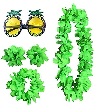 Holibanna 5St lustige brille hawaiianisches Armband Make-up-Brille Hawaii-Girlande Kostüm-Halskette Sommerkränze schnapsgläser Partybrille Hawaii-Kopfschmuck Ananas Requisiten Kombination